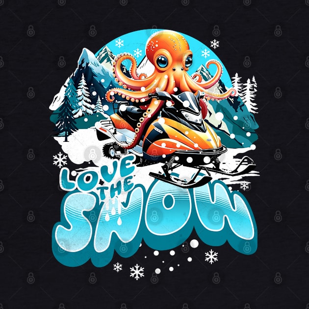 Snowmobile Octopus Love The Snow Winter Sport Sled Riding by alcoshirts